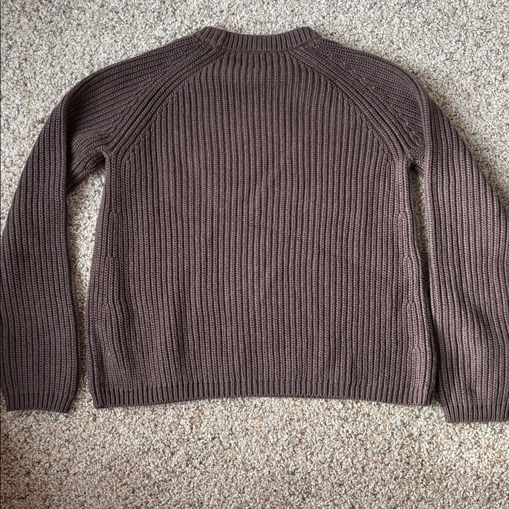 Quince 100% Organic Cotton Fisherman Crew Sweater Heather Brown Size XS - Picture 11 of 12